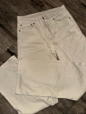 American Eagle Outfitters Cream High-Rise Stretch Jeans
